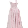 Marilyn Strawberry Shortcake Gingham Halter Midi Sundress