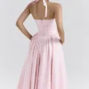 Marilyn Strawberry Shortcake Gingham Halter Midi Sundress