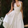 Marilyn White Cotton Halter Midi Sundress