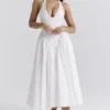 Marilyn White Cotton Halter Midi Sundress