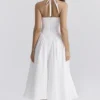 Marilyn White Cotton Halter Midi Sundress