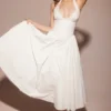 Marilyn White Cotton Halter Midi Sundress