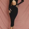 Marina Black Cutout Midi Dress