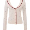 Marla Ivory Cashmere Blend Trimmed Cardigan