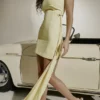 Marla Lemon Halter Mini Dress
