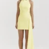 Marla Lemon Halter Mini Dress