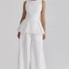 Marnie White Cotton Fitted Lace-Trim Top