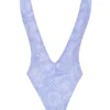 Martinique Lavender Paisley Plunge Swimsuit