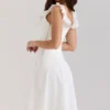 Mathilde White Cotton Broderie Anglaise Trim Midi Dress
