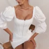 Matilda White Puff Sleeve Corset Dress