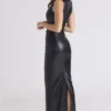 Maya Black Vegan Leather Maxi Dress