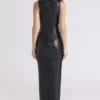 Maya Black Vegan Leather Maxi Dress