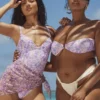 Medea Violet Floral Bandeau Bikini Top