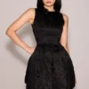 Melika Black Backless Embroidered Mini Puffball Dress
Melika Black Backless Embroidered Mini Puffball Dress