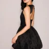 Melika Black Backless Embroidered Mini Puffball Dress
Melika Black Backless Embroidered Mini Puffball Dress