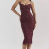 Melina Mulberry Lace Midi Dress