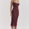 Melina Mulberry Lace Midi Dress