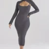 Meliora Charcoal Knit Midi Dress