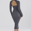 Meliora Charcoal Knit Midi Dress