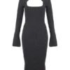 Meliora Charcoal Knit Midi Dress