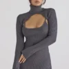 Meliora Charcoal Knit Midi Dress