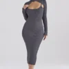 Meliora Charcoal Knit Midi Dress