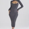 Meliora Charcoal Knit Midi Dress