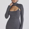 Meliora Charcoal Knit Midi Dress