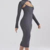 Meliora Charcoal Knit Midi Dress