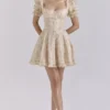 Melita Cream Floral Print Chiffon Puff Sleeve Mini Dress