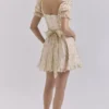 Melita Cream Floral Print Chiffon Puff Sleeve Mini Dress