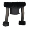 Merle Black Faux Fur Trim Corset