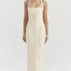 Mia Ecru Halter Maxi Dress
