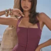 Mia Mulberry Twill Halter Maxi Dress