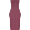 Mia Mulberry Twill Halter Maxi Dress