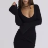 Mila Black Flute Sleeve Maxi Dress