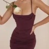 Milena Dark Cherry Corset Maxi Dress