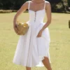 Milia White Broderie Anglais & Cotton Midi Dress