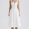Milia White Broderie Anglais & Cotton Midi Dress