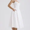 Milia White Broderie Anglais & Cotton Midi Dress