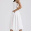 Milia White Broderie Anglais & Cotton Midi Dress