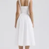 Milia White Broderie Anglais & Cotton Midi Dress