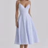Millie Bluebell Lace Up Cotton Midi Sundress