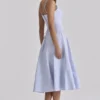 Millie Bluebell Lace Up Cotton Midi Sundress