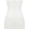 Mimi White Strapless Twill Mini Dress
