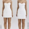 Mimi White Strapless Twill Mini Dress