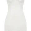 Mimi White Strapless Twill Mini Dress