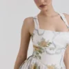 Minerva Soft Blue Vintage Ribbon Print Chiffon Midi Dress