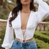 Mirabelle White Lace Up Corset