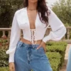 Mirabelle White Lace Up Corset